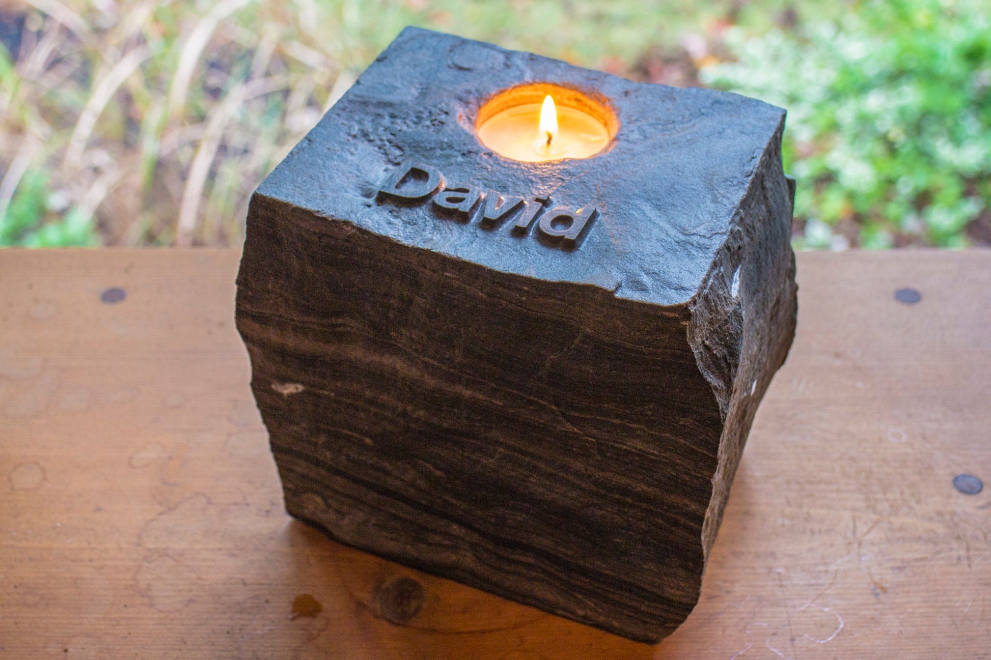 Traditional Stone Memorial Candle Holder